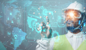 Construction worker working with digital platforms.