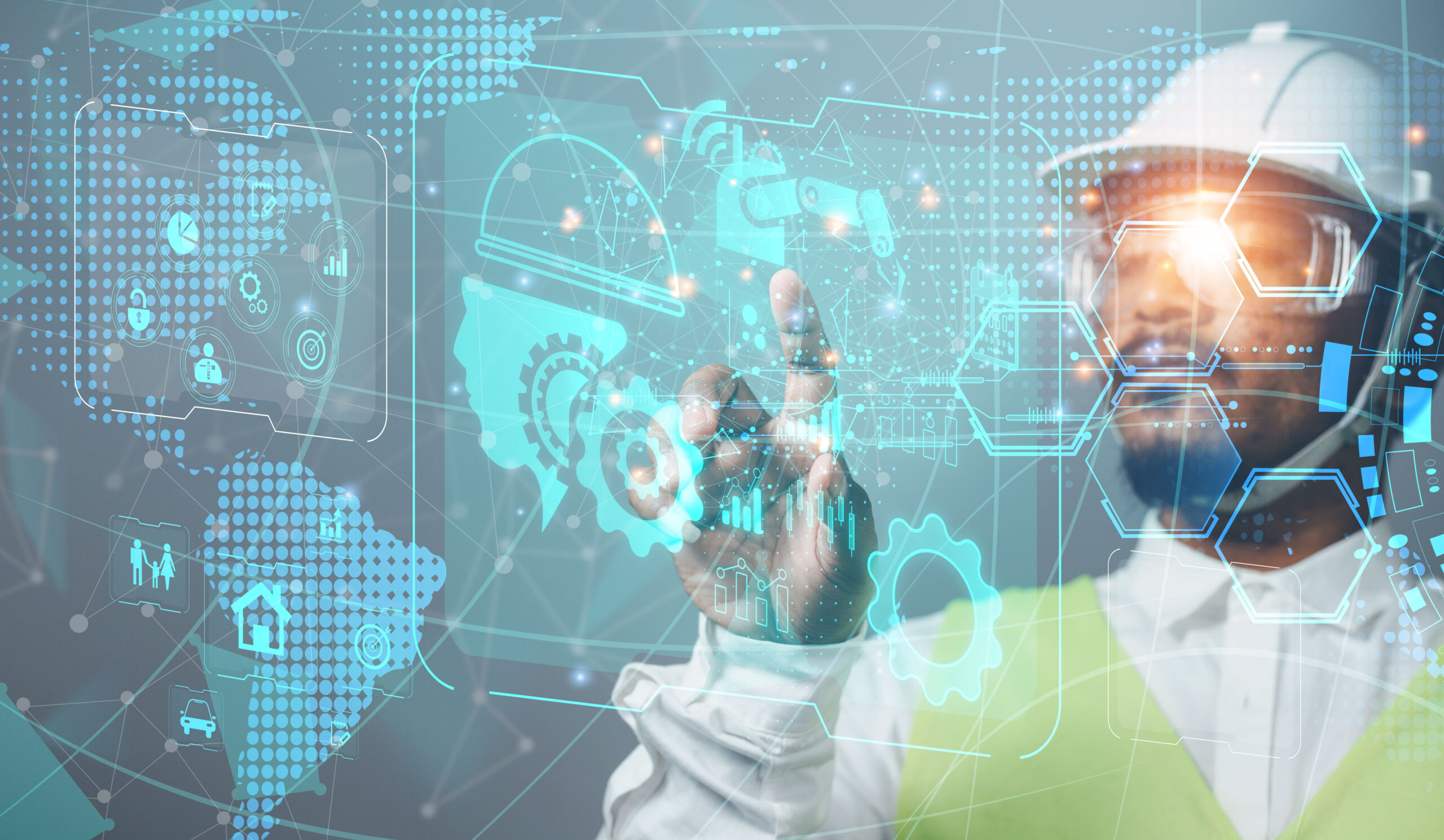 Construction worker working with digital platforms.