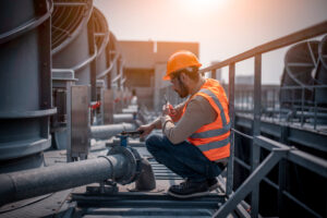 engineer checking industry cooling tower air condition